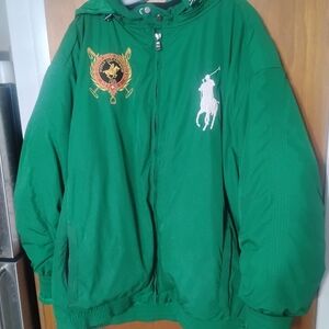 Green Polo Coat with Embroidered Logo